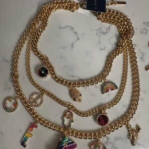 Kurt Geiger Gold Necklace with Colorful Charms